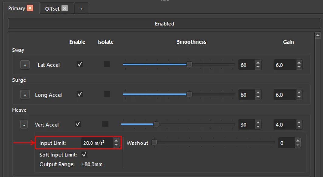 Adjusting Input Limit on the Vertical Acceleration contributor to Heave