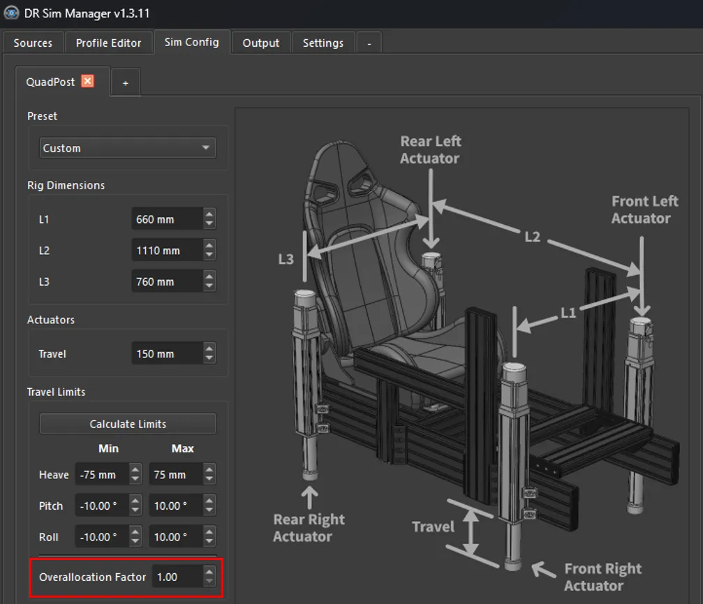 Overallocation Setting on Quadpost Simulator Type