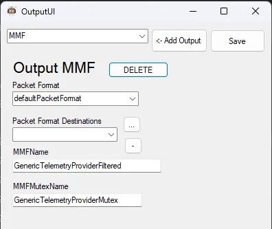 SpaceMonkey Output MMF settings using the default packet format and GenericTelemetryProviderFiltered MMF name