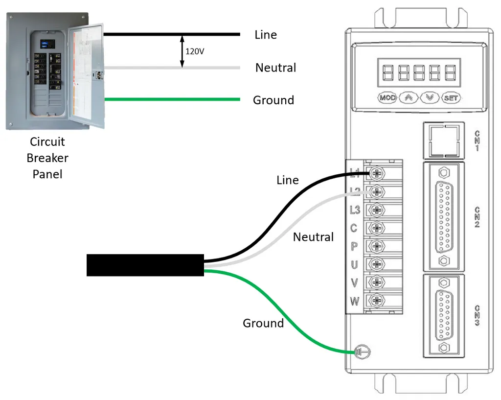 120 volt input power wiring for an AASD servo drive